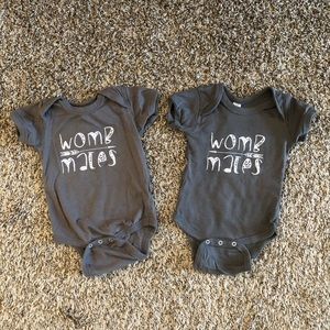 Womb Mates twin matching bodysuits